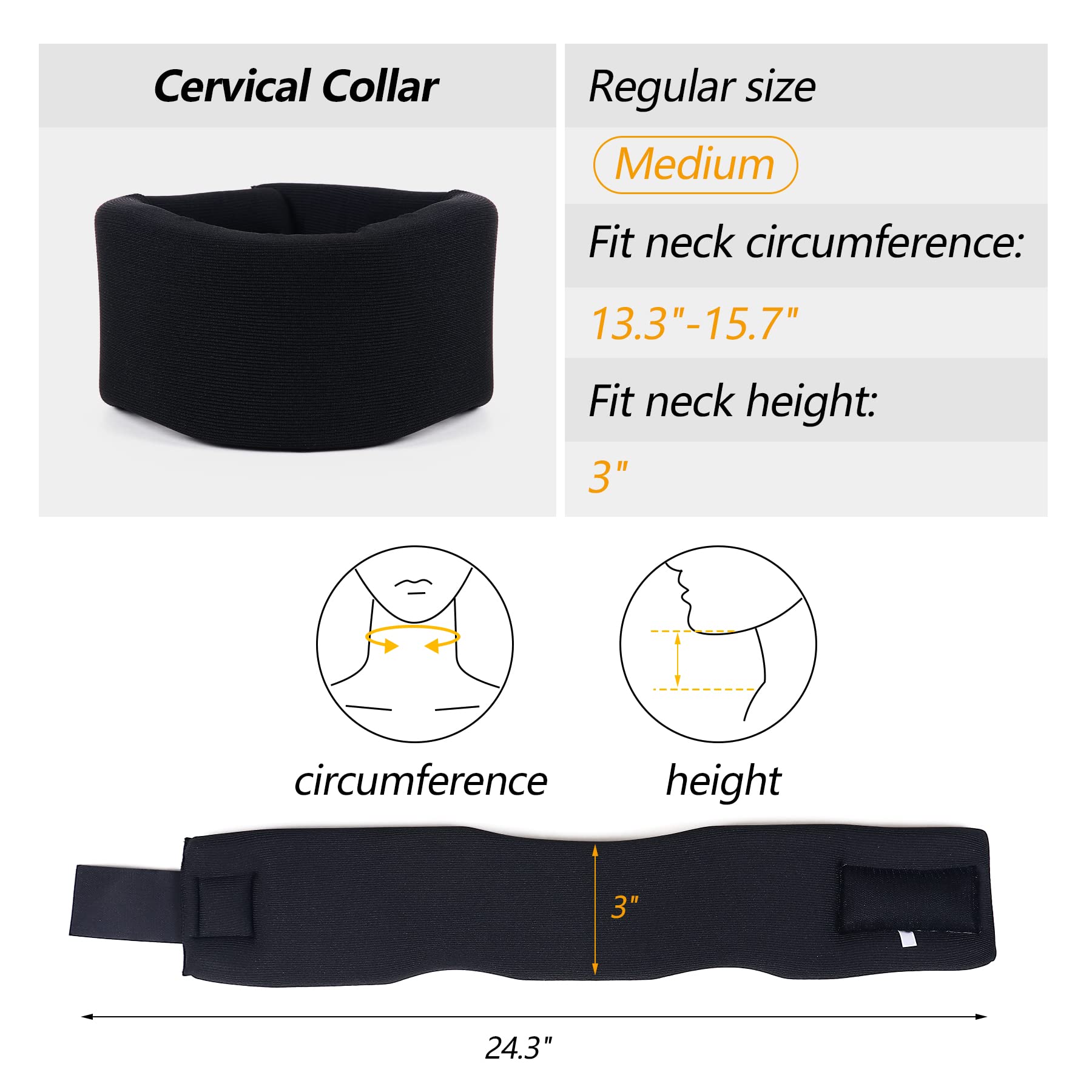 Soft Foam Neck Brace Universal Cervical Collar, Adjustable Support Brace for Sleeping - Relieves Pain and Spine Pressure, Neck Collar After Whiplash or Injury (3