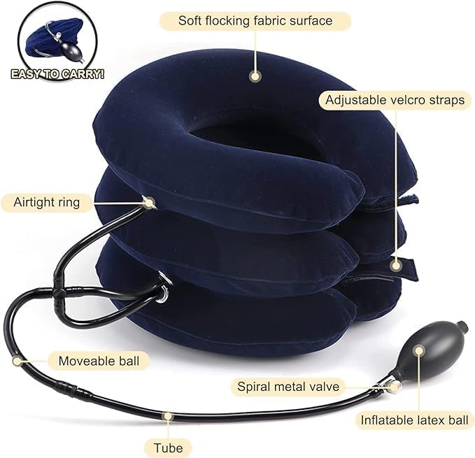 Cervical Neck Traction Device, Neck Stretcher for Neck Pain Relief, Neck Traction Device for Home Use, Neck Decompression Devices, Inflatable Stretcher, Neck Brace & Neck Decompression