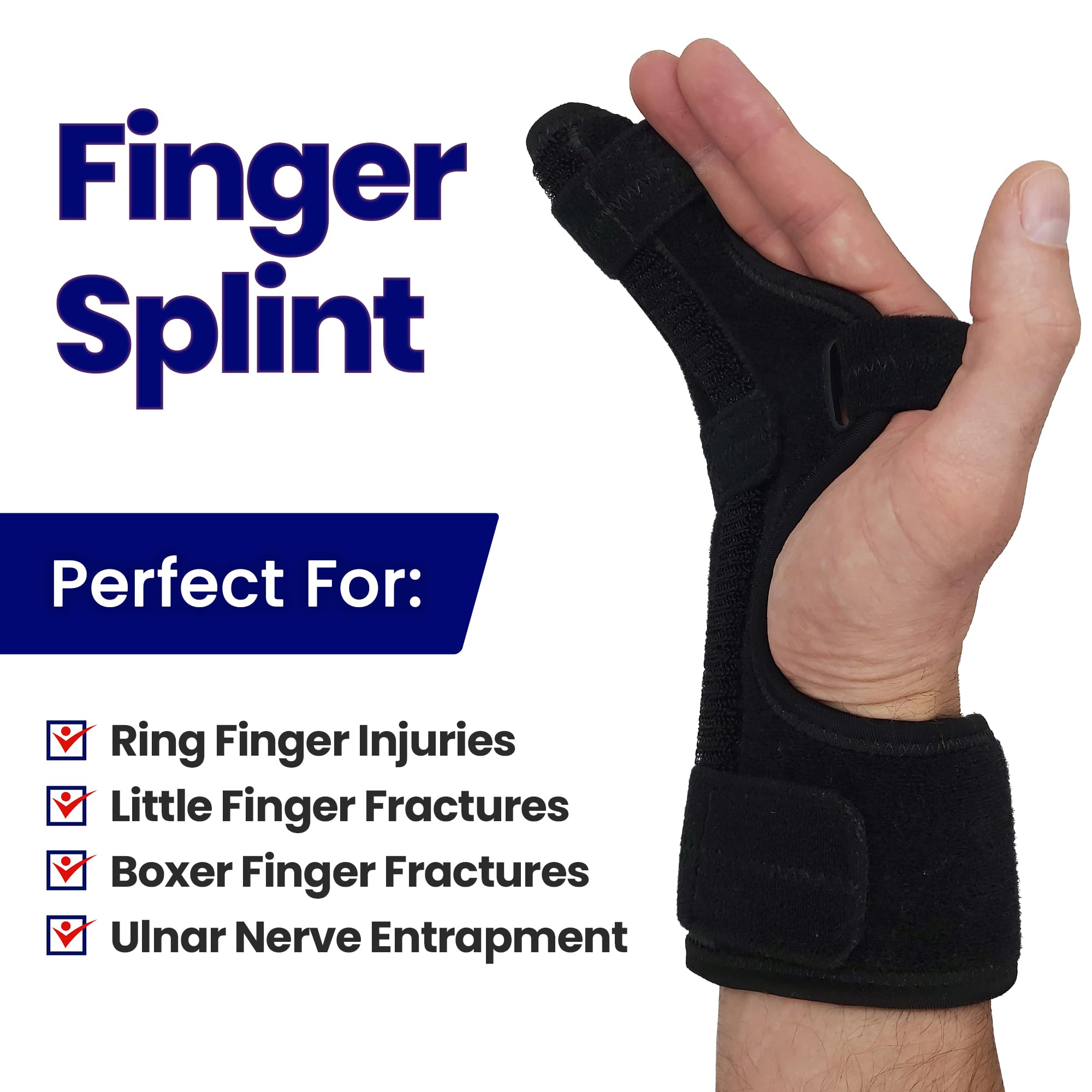 Finger Splint Hand Brace | Pinky Finger Splint For Boxer Fractures, Broken Ring Finger | Little Finger Cast, Trigger Finger Immobilizer Straightener, Ulnar Gutter Splint Support