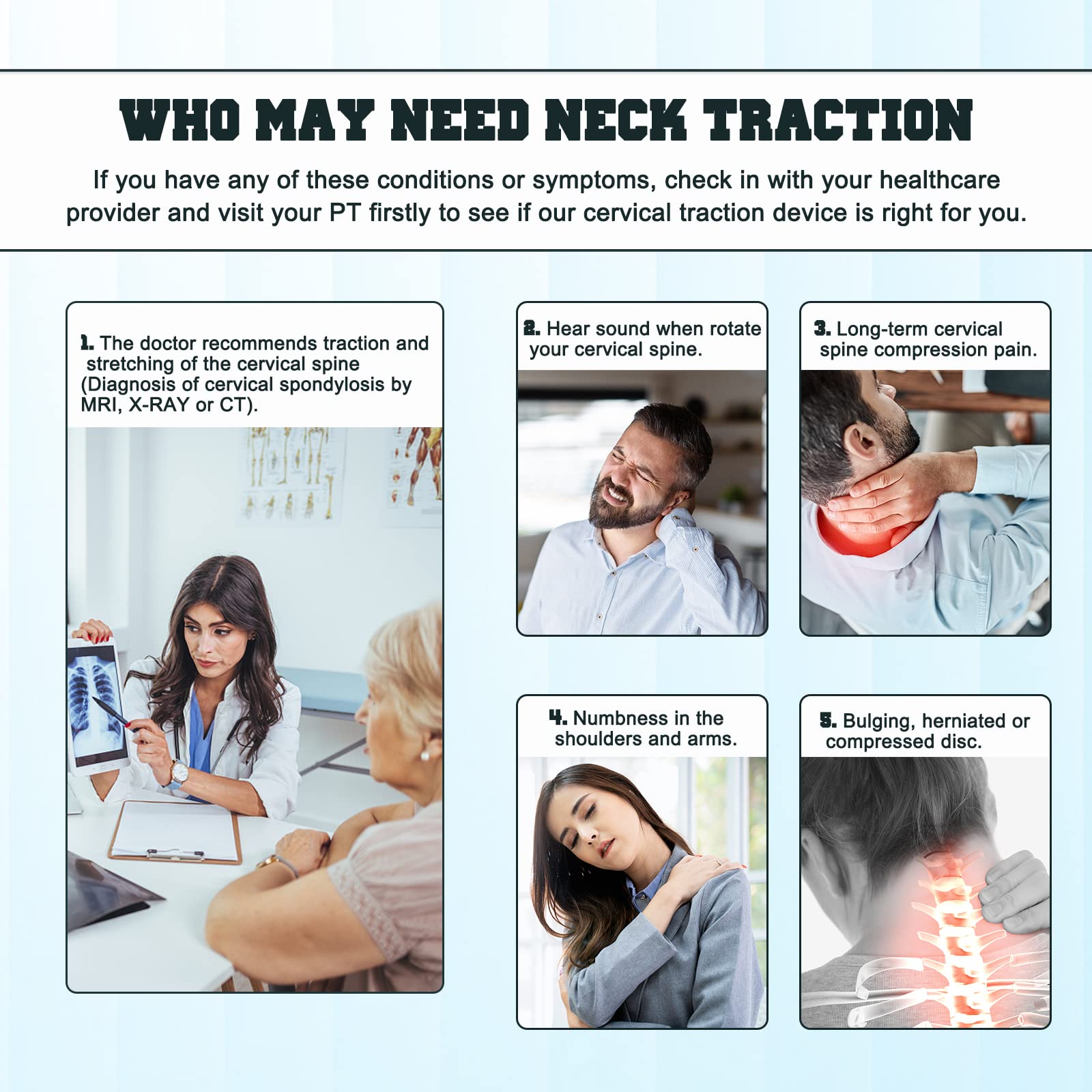 Cervical Neck Traction Device,Electric Air Pump Neck Stretcher Cervical Traction Device,with 3 Power Traction and 8 Airbag Support,Neck Brace which Decompresses the Neck and Relieves Neck Tension