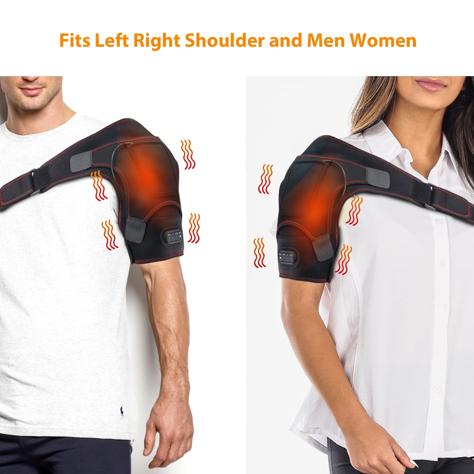 Heated Shoulder Wrap for Men Women, Upgrade Electric Heating Pad Massager with 3 Vibration and Heat Settings and Timer, Shoulder Braces for Rotator Cuff, Joint Capsule, Muscles Pain Relief