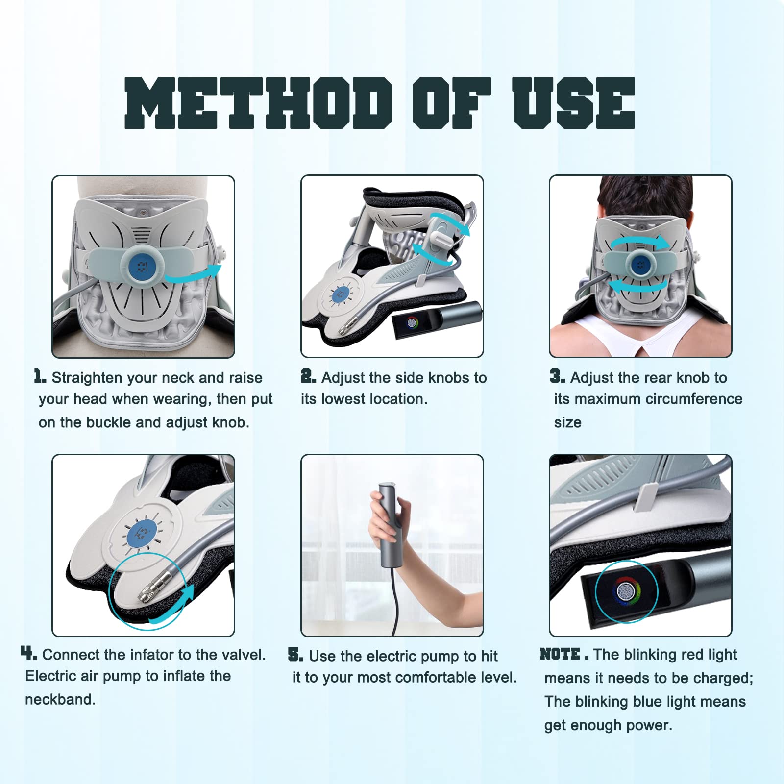 Cervical Neck Traction Device,Electric Air Pump Neck Stretcher Cervical Traction Device,with 3 Power Traction and 8 Airbag Support,Neck Brace which Decompresses the Neck and Relieves Neck Tension