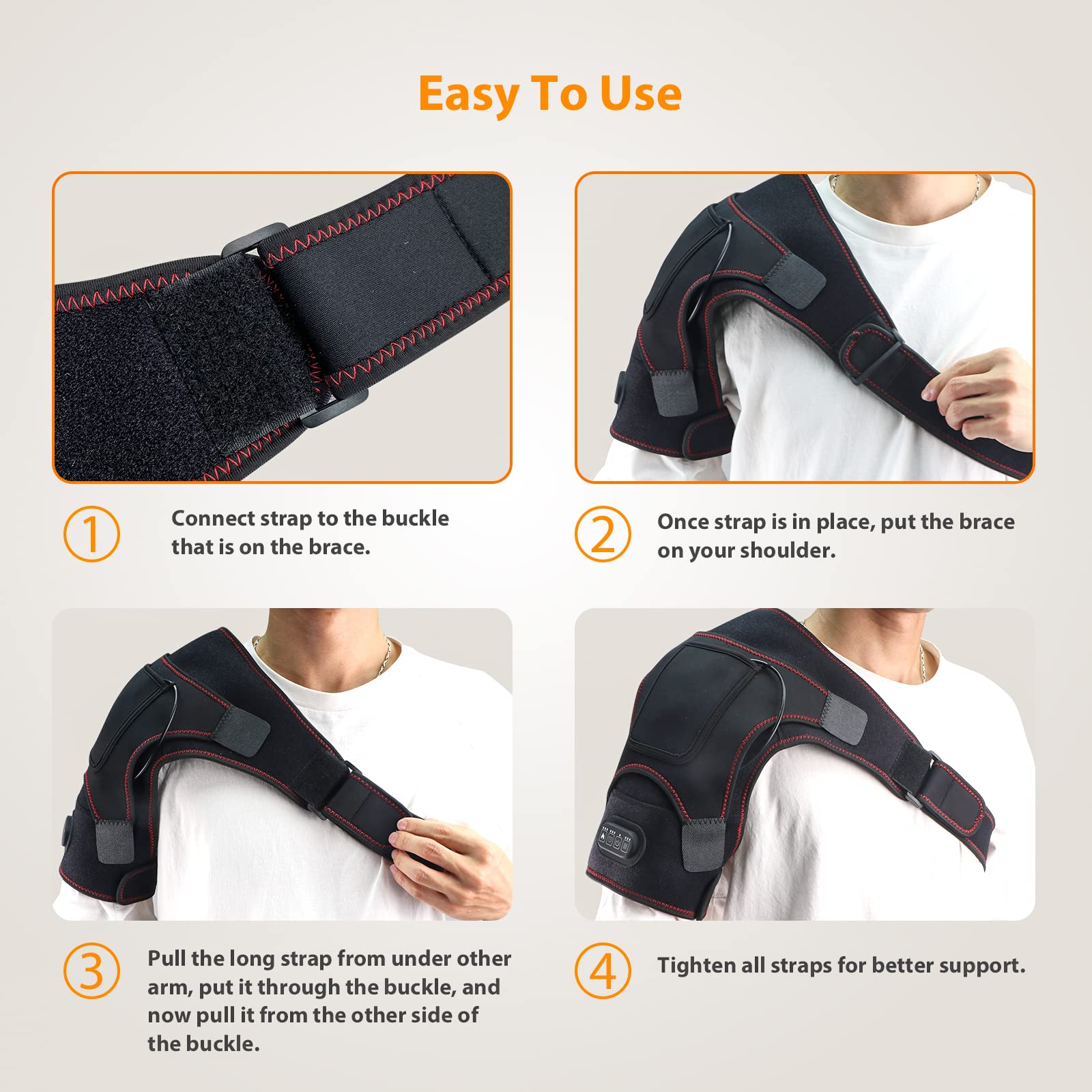 Heated Shoulder Wrap for Men Women, Upgrade Electric Heating Pad Massager with 3 Vibration and Heat Settings and Timer, Shoulder Braces for Rotator Cuff, Joint Capsule, Muscles Pain Relief