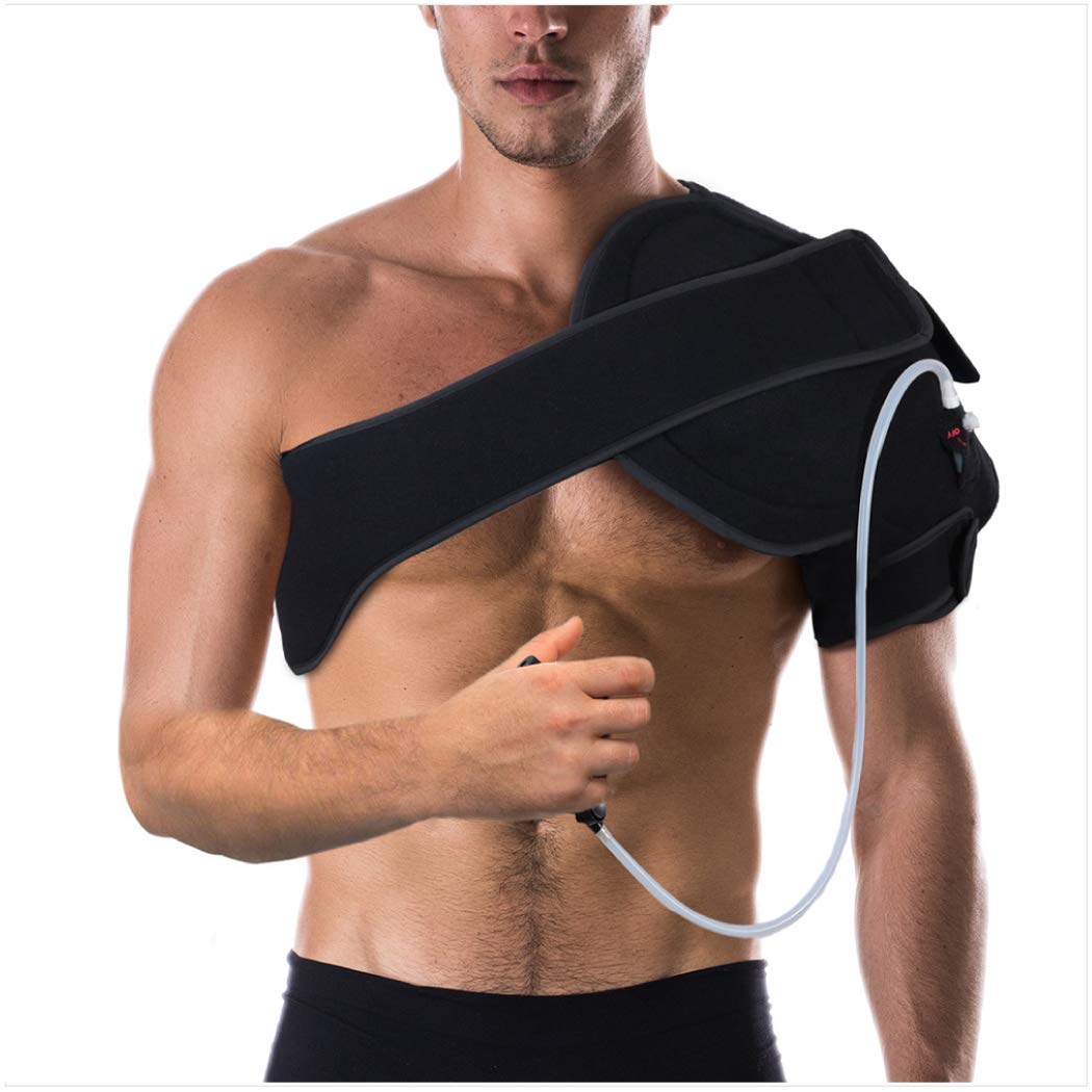 Advanced Cold or Hot Shoulder Ice Pack Wrap, Compression Shoulder Brace for Pain Relief - Cool or Heating Pad for Rotator Cuff Injuries, Football, Baseball, Volleyball, Basketball, Softball