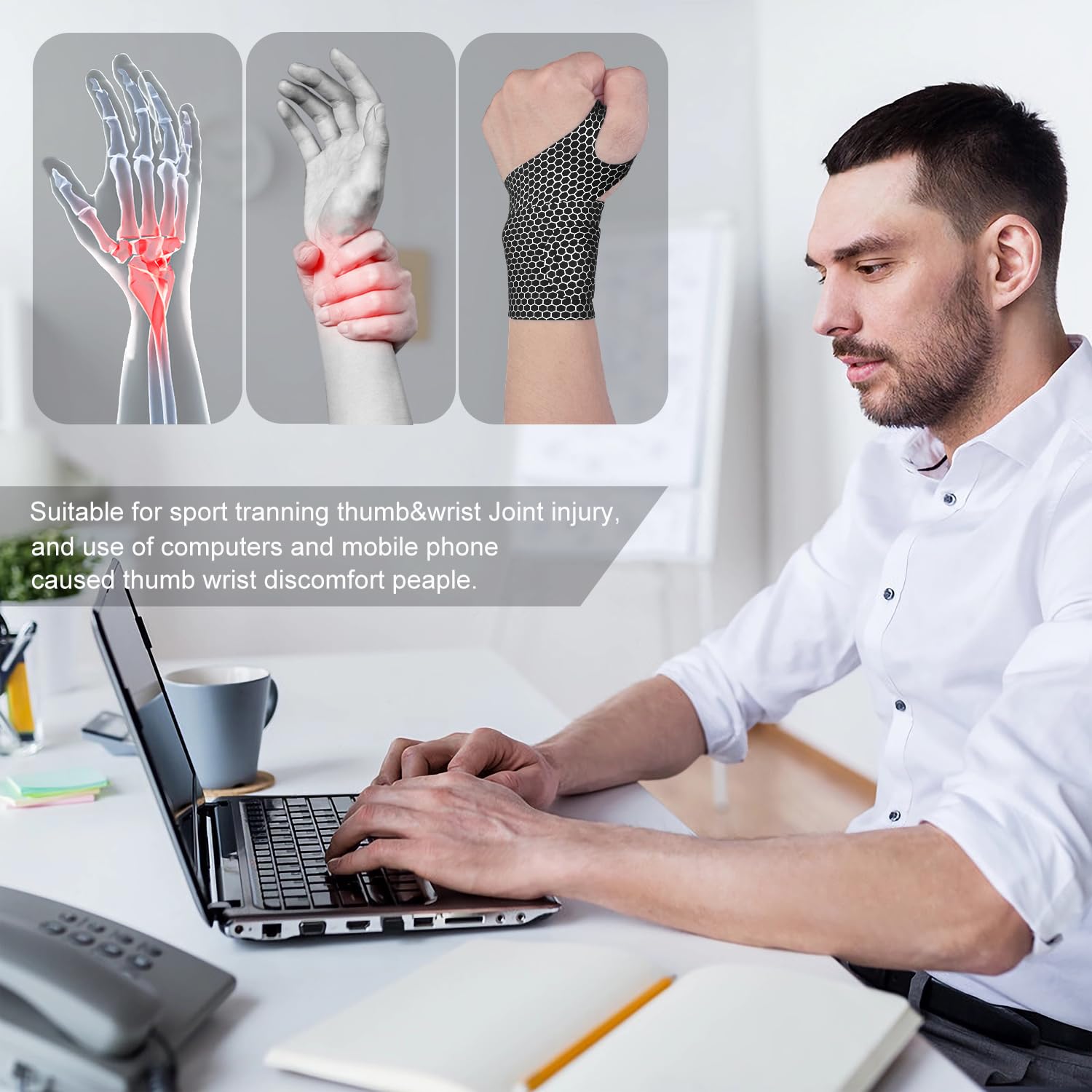 Thin Wrist Brace Support for Carpal Tunnel, Pain Relief, Arthritis, Tendonitis, Elastic Wrist Wraps Right and Left Hands - Compression and Support for Fitness