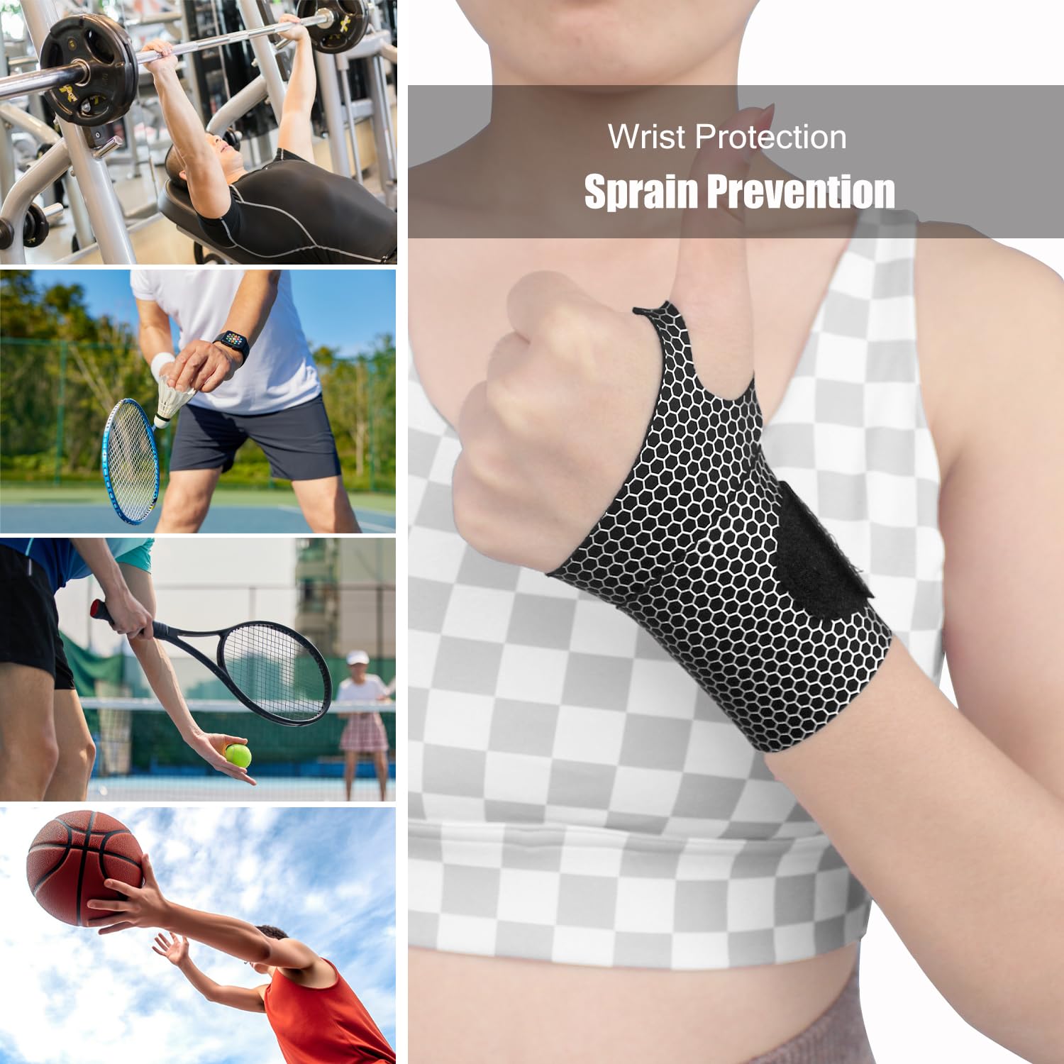 Thin Wrist Brace Support for Carpal Tunnel, Pain Relief, Arthritis, Tendonitis, Elastic Wrist Wraps Right and Left Hands - Compression and Support for Fitness