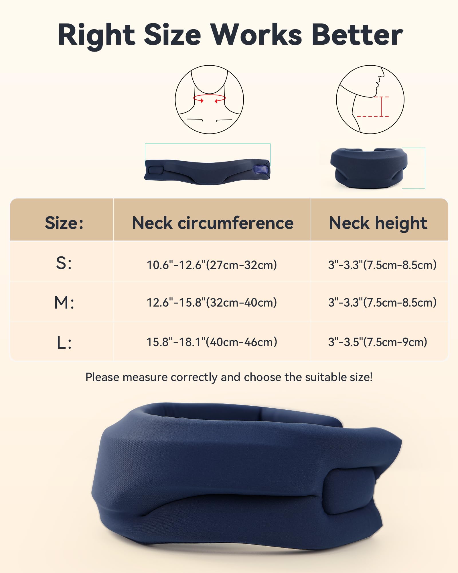 Neck Brace Cervical Collar - Neck Support Brace for Sleeping, Soft Foam Wraps Keep Vertebrae Stable and Aligned for Relief of Cervical Spine Pressure for Women & Men