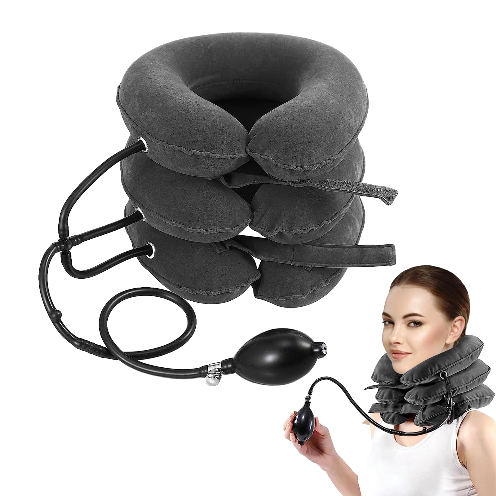 Cervical Neck Traction Device, Neck Stretcher for Neck Pain Relief, Neck Traction Device for Home Use, Neck Decompression Devices, Inflatable Stretcher, Neck Brace & Neck Decompression