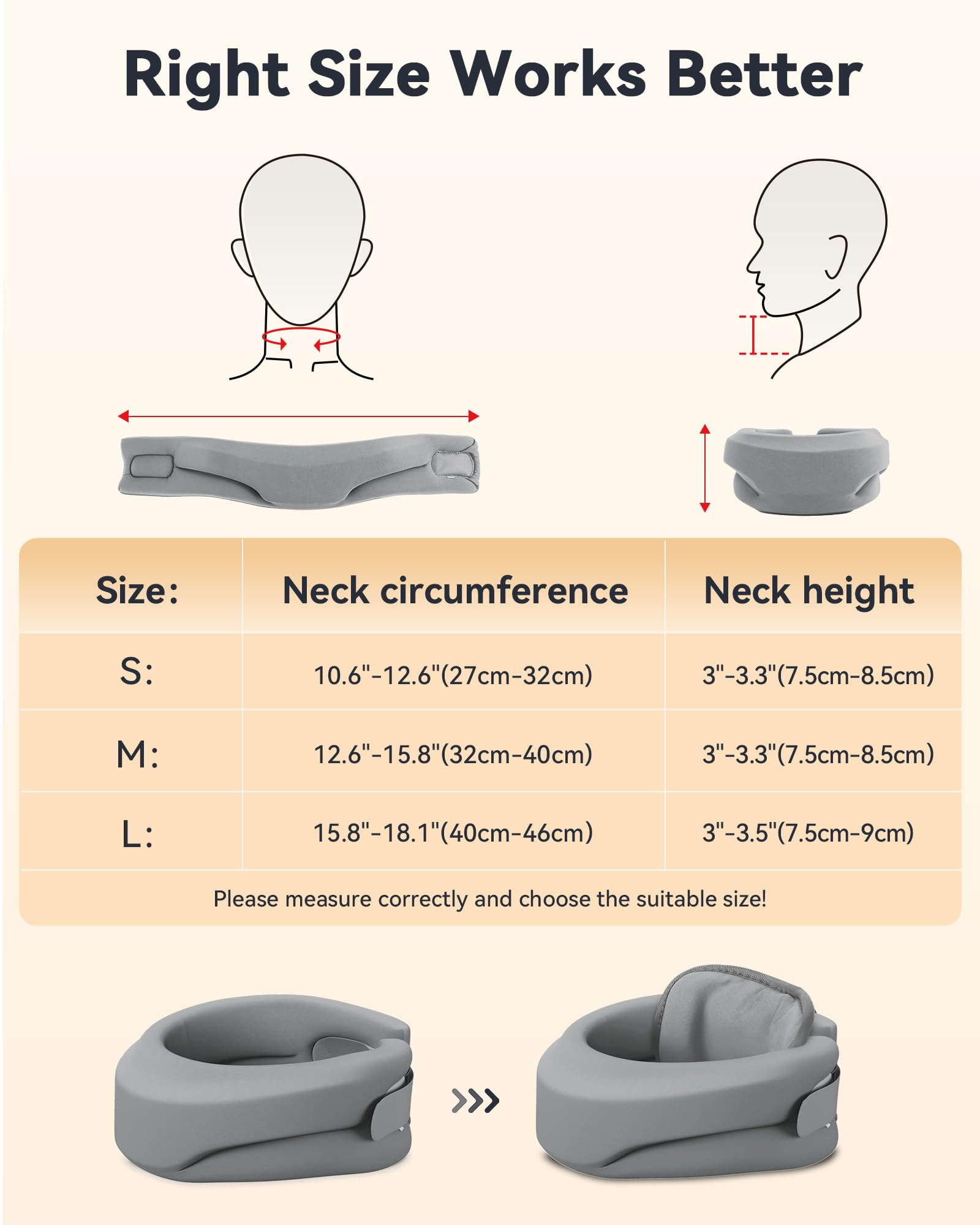 Heated Neck Brace Cervical Collar - Neck Support Brace for Sleeping, Soft Foam Wraps Keep Vertebrae Stable and Aligned for Relief of Cervical Spine Pressure for Women & Men