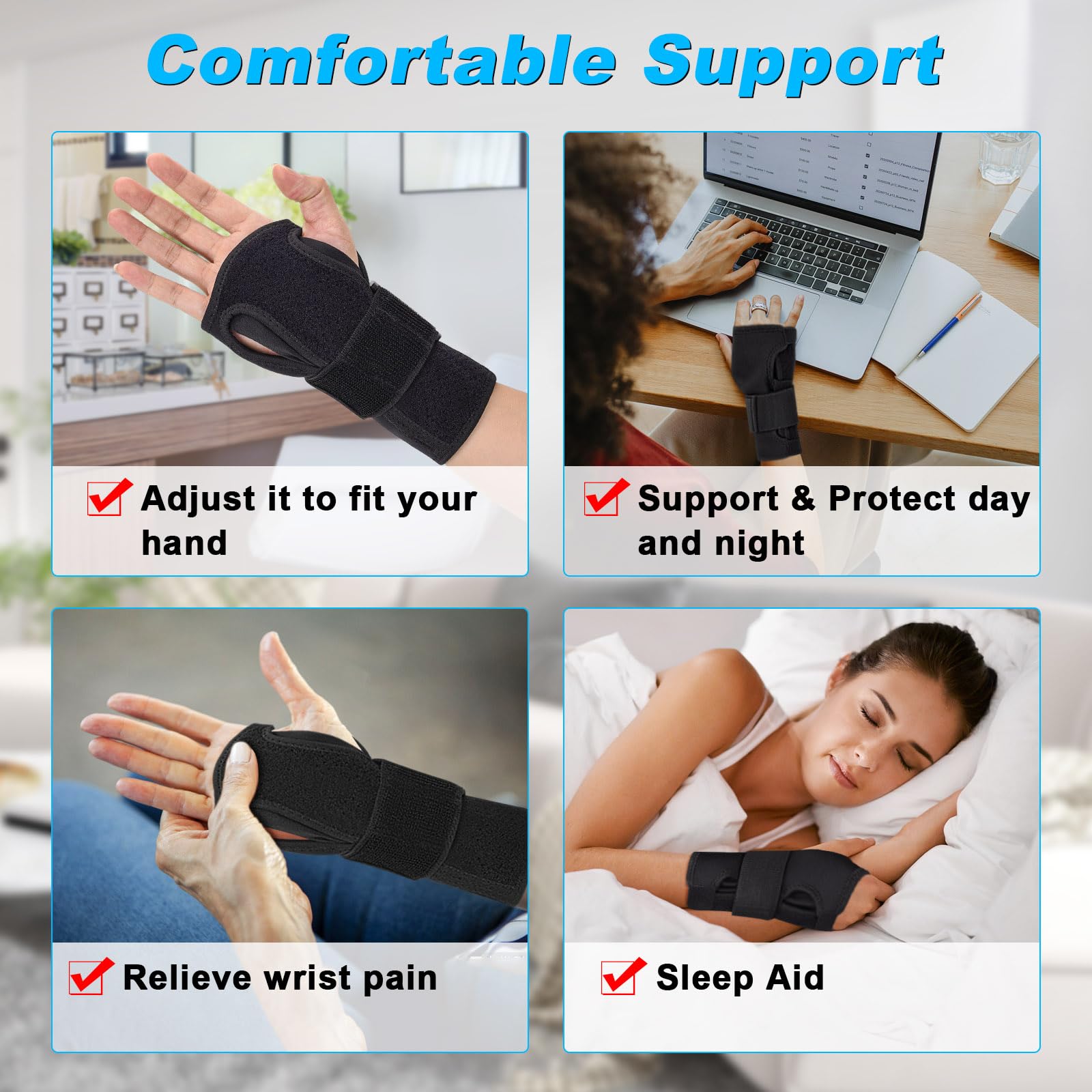 Wrist Brace,Wrist Splint,Hand Brace,Carpal Tunnel Wrist Brace Night Support with Removable Pads,Helps Relieve Tendinitis Arthritis Carpal Tunnel Pain