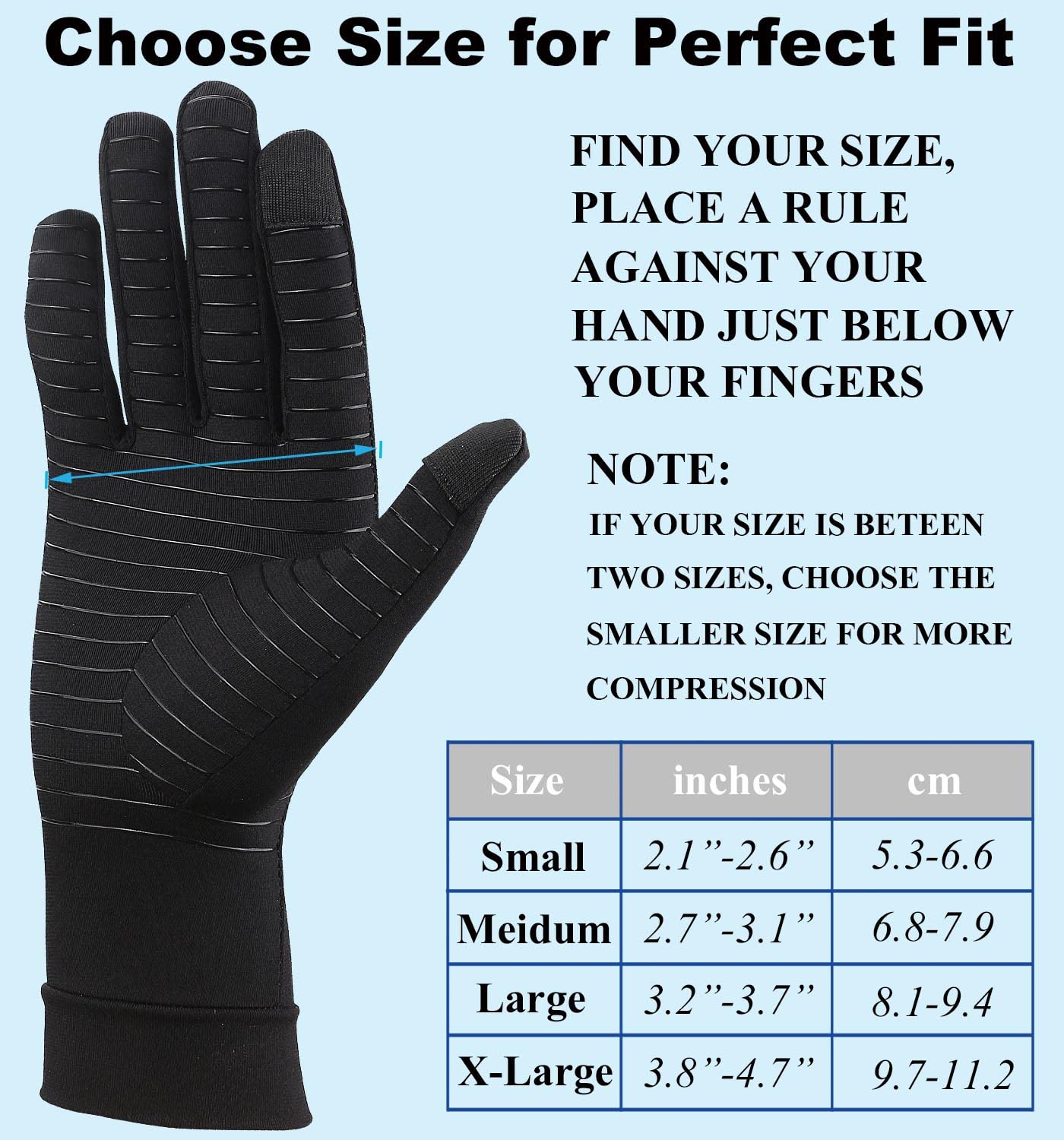 2 Pairs Full Finger Copper Arthritis Gloves with Touchscreen Tip, Compression Gloves for Women Men, Relief for Rheumatoid, Osteoarthritis, Carpal Tunnel, Hand Pain, Tendonitis, Computer Typing