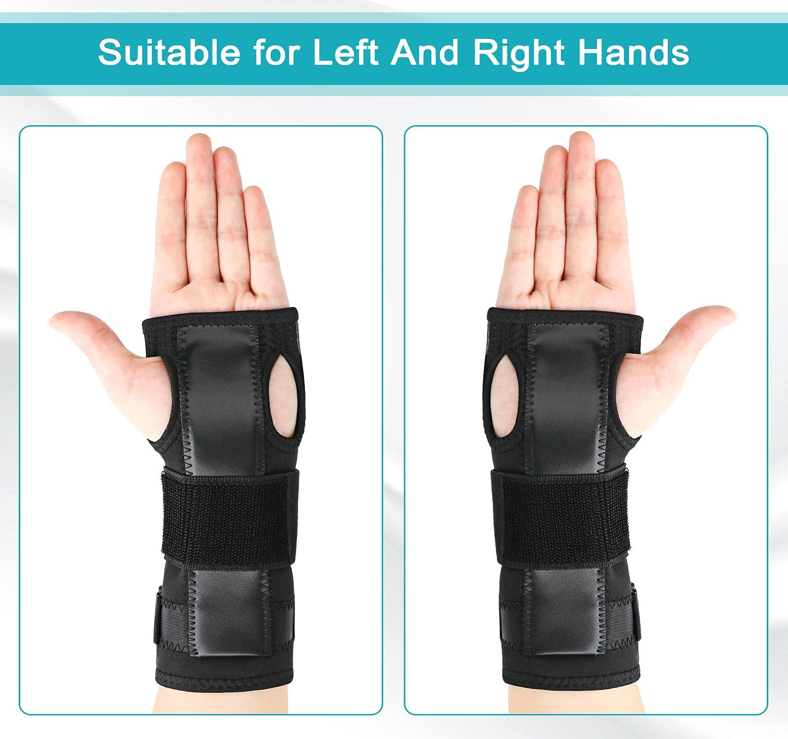 Wrist Splint for Carpal-Tunnel Syndrome, Adjustable Compression Wrist Brace for Right and Left Hand, Pain Relief for Arthritis, Tendonitis, Sprains