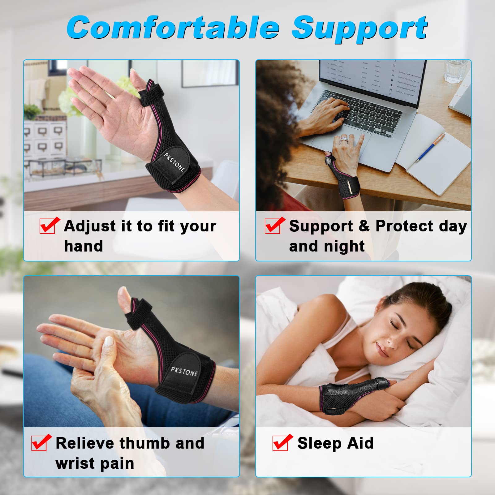 Wrist Splint for Carpal-Tunnel Syndrome, Adjustable Compression Wrist Brace for Right and Left Hand, Pain Relief for Arthritis, Tendonitis, Sprains